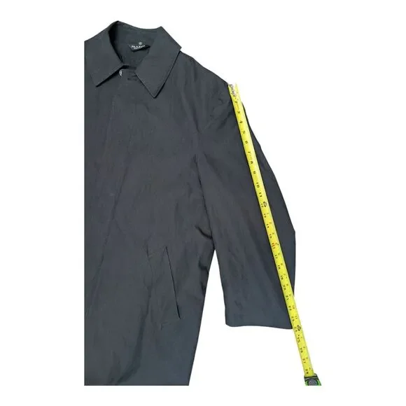 Jos A Bank Wool Removable Plaid Lining Black Trench Coat Mens 42R Classic Goth - Picture 5 of 7